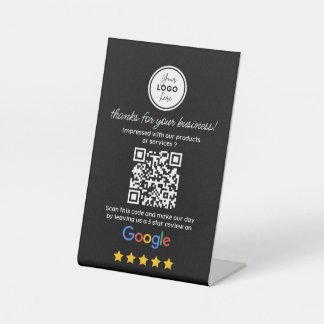 Signe De Table Google Avis avec lien QR Code noir