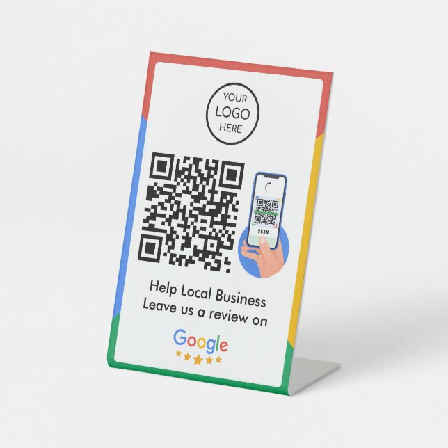 Signe De Table Google Avis Business Review Link QR Code (Recto)