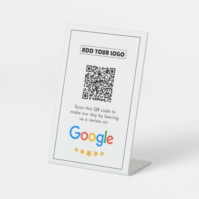 Signe De Table Google Avis | Business Review Link QR Code (Recto)