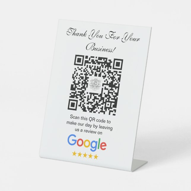 Signe De Table Google Avis | Business Review Link QR Code (Recto)