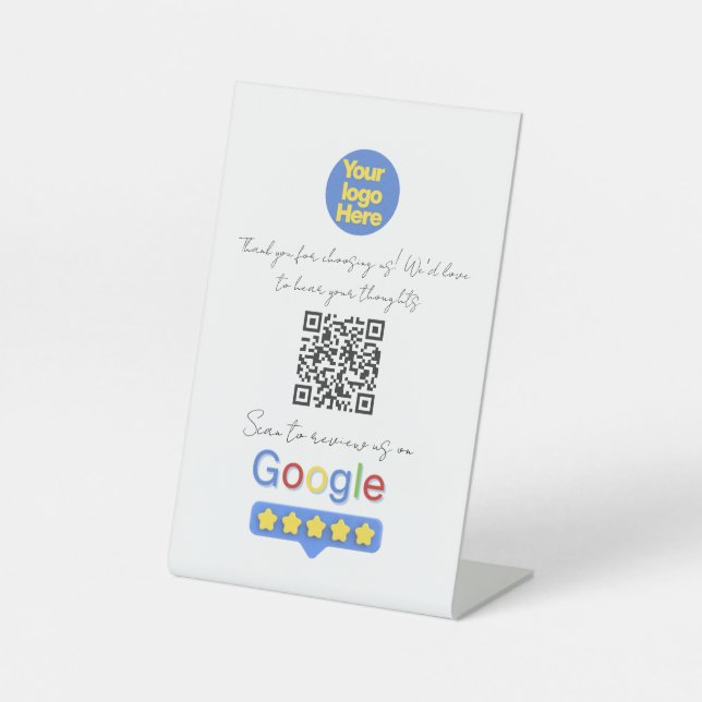 Signe De Table Google Avis | Code QR de lien de critique d'entrep (Recto)