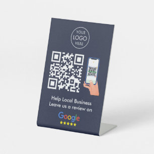 Signe De Table Google Avis   Profil d'entreprise Code QR bleu