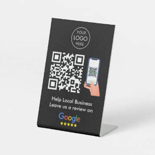 Signe De Table Google Avis Profil d'entreprise Code QR noir