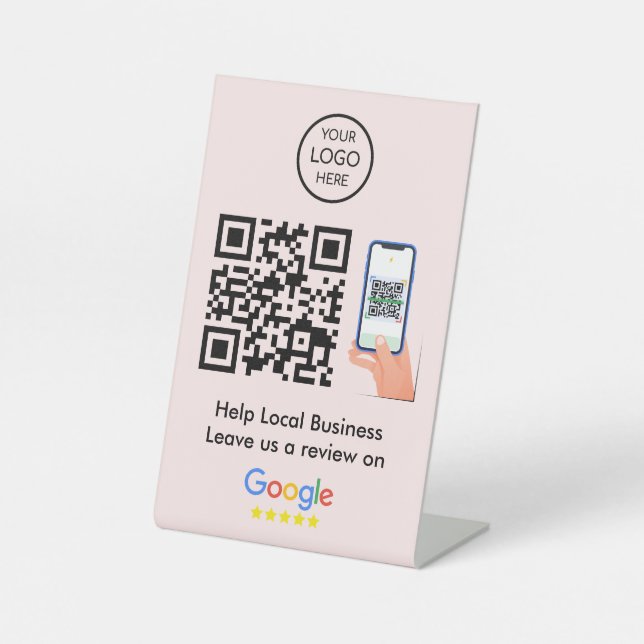 Signe De Table Google Avis | Profil d'entreprise Code QR rose (Recto)