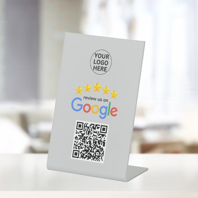 Signe De Table Google Business Avis 5 étoiles Qr Code Gris (Créateur téléchargé)