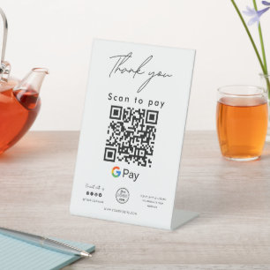 Signe De Table Google Pay QR Code Logo Scan to Pay Merci