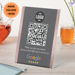 Signe De Table Google Review QR Code Pedestal Sign for Business