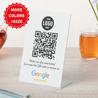 Signe De Table Google Review QR Code Pedestal Sign for Business