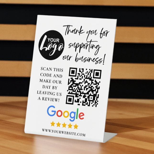 Signe De Table Google Reviews Merci Logo Code QR (Créateur téléchargé)