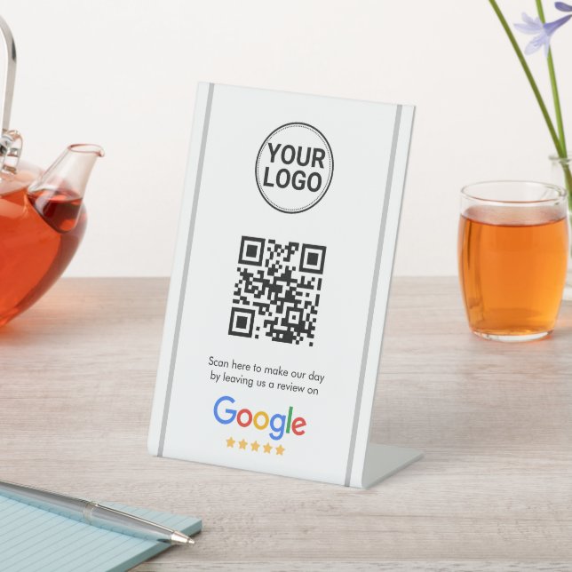 Signe De Table Google Reviews QR Code Elegant Custom Logo (In SItu)