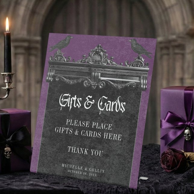 Signe De Table Gothic Black Raven & Roses Purple Wedding Gifts (Créateur téléchargé)