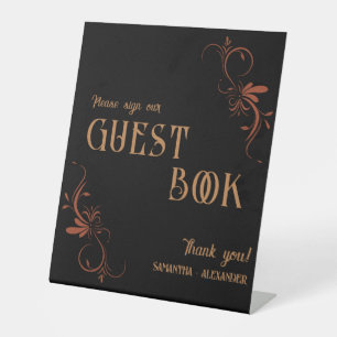 Signe De Table Gothique Cuivre Or Whimsigoth Mariage Livre d'invi