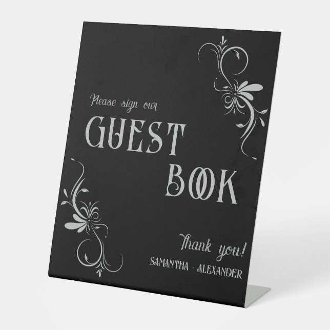 Signe De Table Gothique Silver Grey Whimsigoth Mariage livre d'hô (Recto)