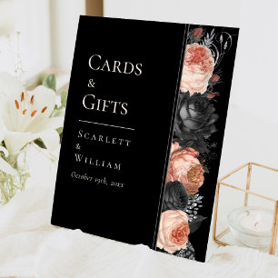 Signe De Table Gothique Vintage Noir Noir Noir Cartes de mariage