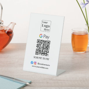 Signe De Table Gpay QR code Piédestal Signal pour votre entrepris