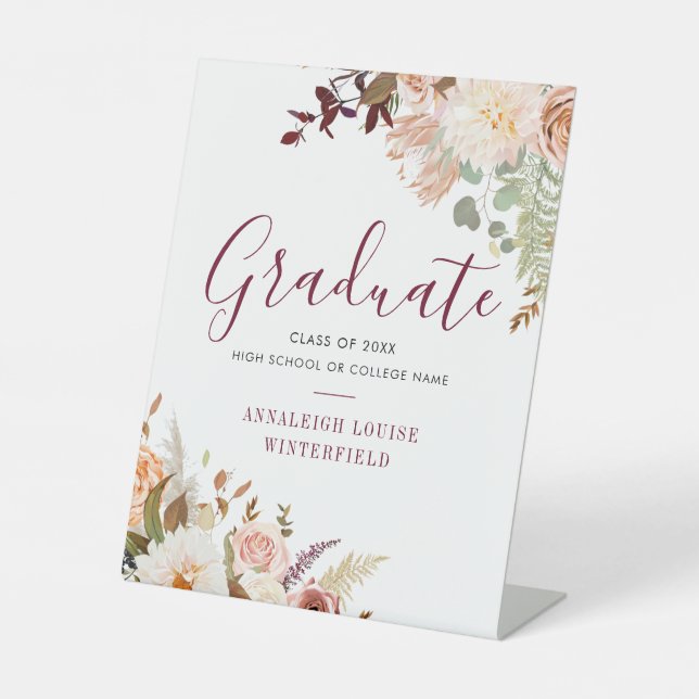 Signe De Table Graduation 2025 Floral Watercolor Script (Recto)