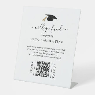 Signe De Table Graduation College Fund with QR Code