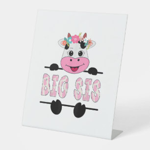Signe De Table Grand Sis De L'Anniversaire Fille Vache Soeur Fami