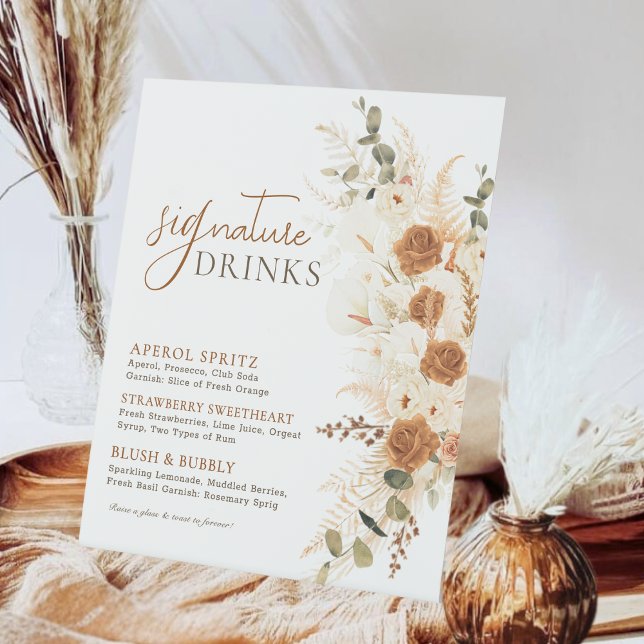 Signe De Table Gras Aquarelle Terracotta Mariage Signature Boisso (Créateur téléchargé)