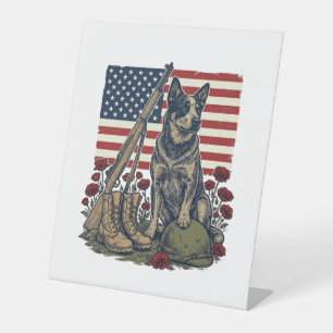 Signe De Table Gravure vintage commémorative patriotique Blue Hee