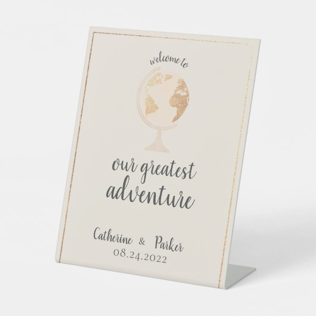 Signe De Table Greatest Adventure World Globe Map Travel Wedding (Recto)