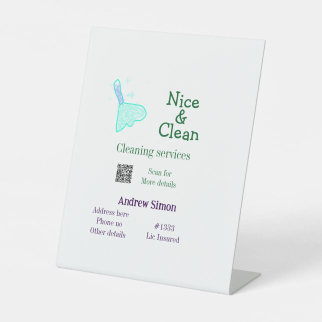 Signe De Table Green blue gitter clean mop ajouter le nom adresse (Recto)