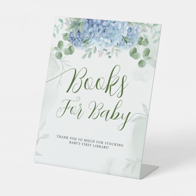 Signe De Table Green Blue hydrangea Livres Pour Baby shower (Recto)