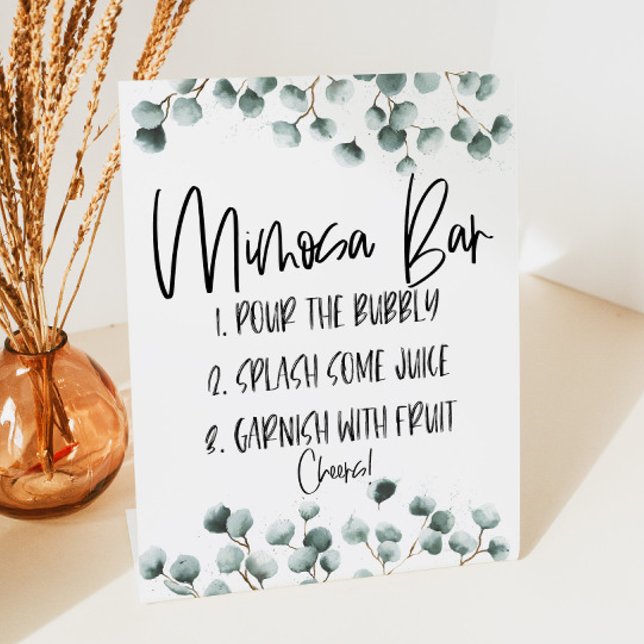 Signe De Table Green Eucalyptus Plante Mimosa Bar (Créateur téléchargé)