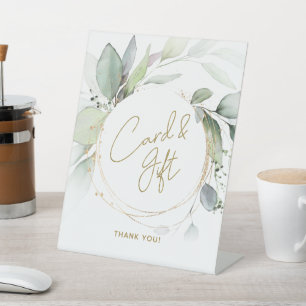 Signe De Table Green Gold Foliage Eucalyptus Carte & Table Cadeau