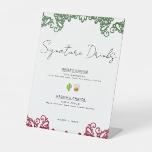 Signe De Table Green & Red Lace Fiesta Mariage Signature Boissons