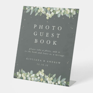 Signe De Table Green Snowberry+Eucalyptus Mariage Photo GuestBook