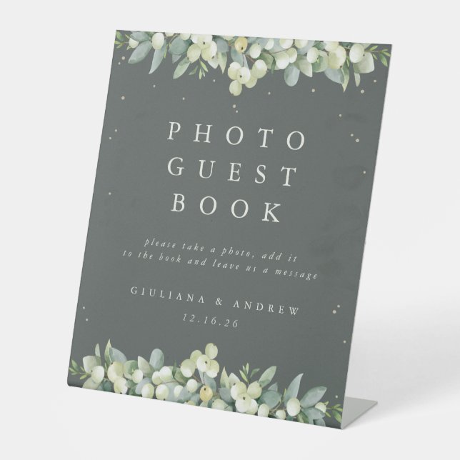 Signe De Table Green Snowberry+Eucalyptus Mariage Photo GuestBook (Recto)