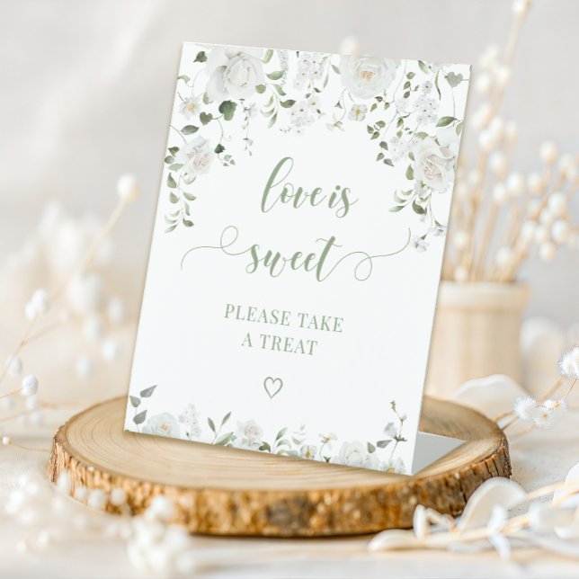 Signe De Table Greenery Floral Love is Sweet Wedding Treat Sign (Créateur téléchargé)