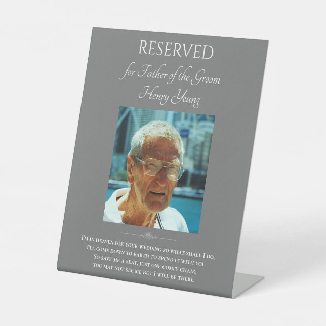 Signe De Table Grey Père de la chambre Photo Mariage Chaise du mé (Recto)
