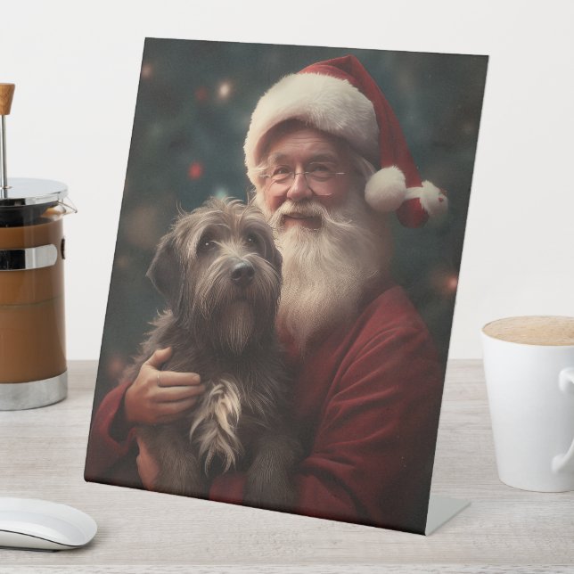 Signe De Table Griffon à poil dur Père Noël Noël (In SItu)