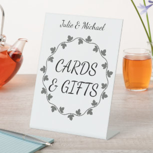 Signe De Table Gris Ivy Wreath Cartes de mariage et cadeaux Blanc