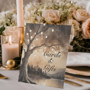 Signe De Table Guirlandes Lumineuses Sur L'Arbre Mariage Romantiq