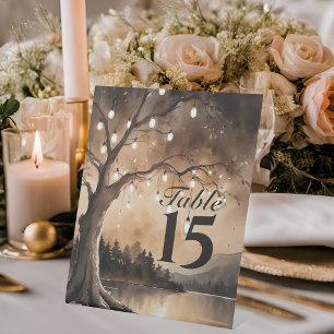 Signe De Table Guirlandes Lumineuses Sur L'Arbre Mariage Romantiq