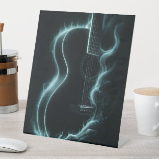Signe De Table Guitare Blue Lightning Toile imprimée – Musique Mo