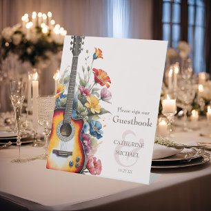 Signe De Table Guitare Wildflower Esperluette Musical Mariage