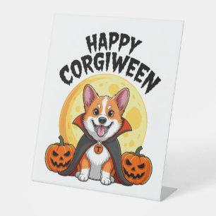 Signe De Table Halloween Corgiween, Chien de Corgi Éffrayant