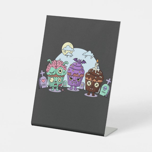 Signe De Table Halloween de Cupcake Zombie (Recto)