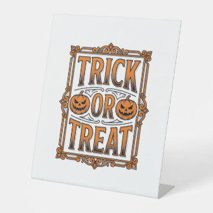 Signe De Table Halloween Farce Friandise Citrouilles Crânes Gravu