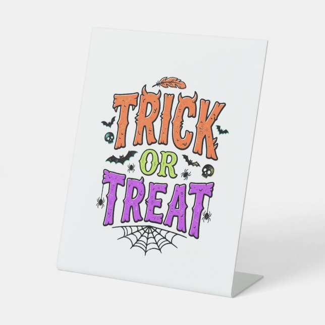 Signe De Table Halloween Farce Traitement Drôle Toile d'araignée  (Recto)