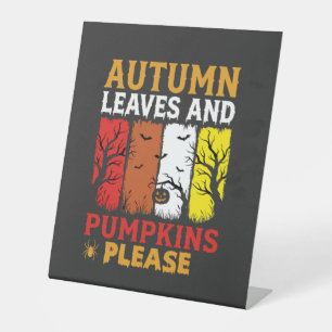 Signe De Table Halloween Feuilles d'Automne et Citrouilles Design
