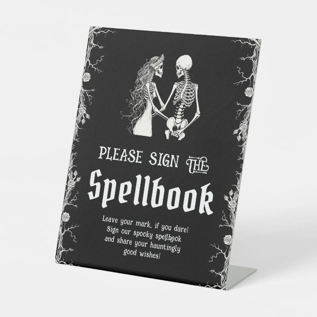 Signe De Table Halloween gothique noir, veuillez signer le livre  (Recto)