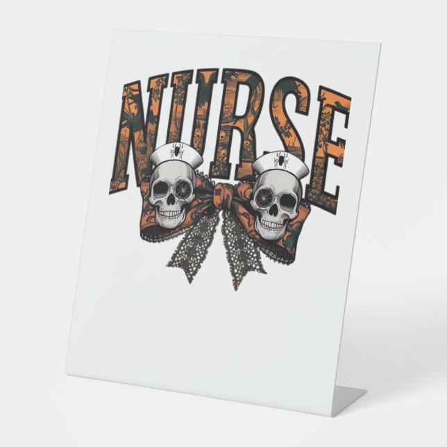 Signe De Table Halloween Infirmière Scary Coquette Bow Classic T- (Recto)