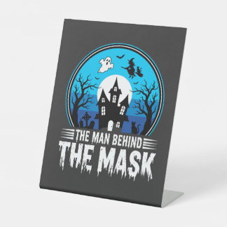 Signe De Table Halloween Man Behind the Mask Haunted House