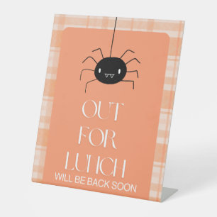 Signe De Table Halloween Orange En vichy Spider Out Pour Le Déjeu