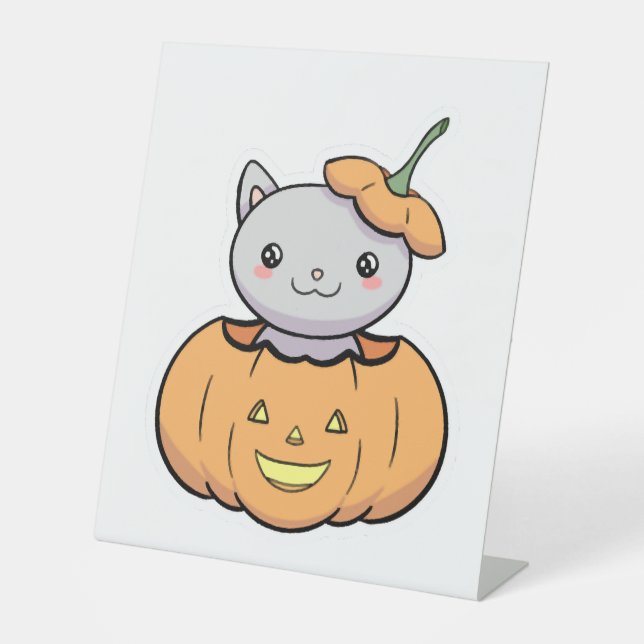 Signe De Table Halloween Pumpkin Cat   (Recto)